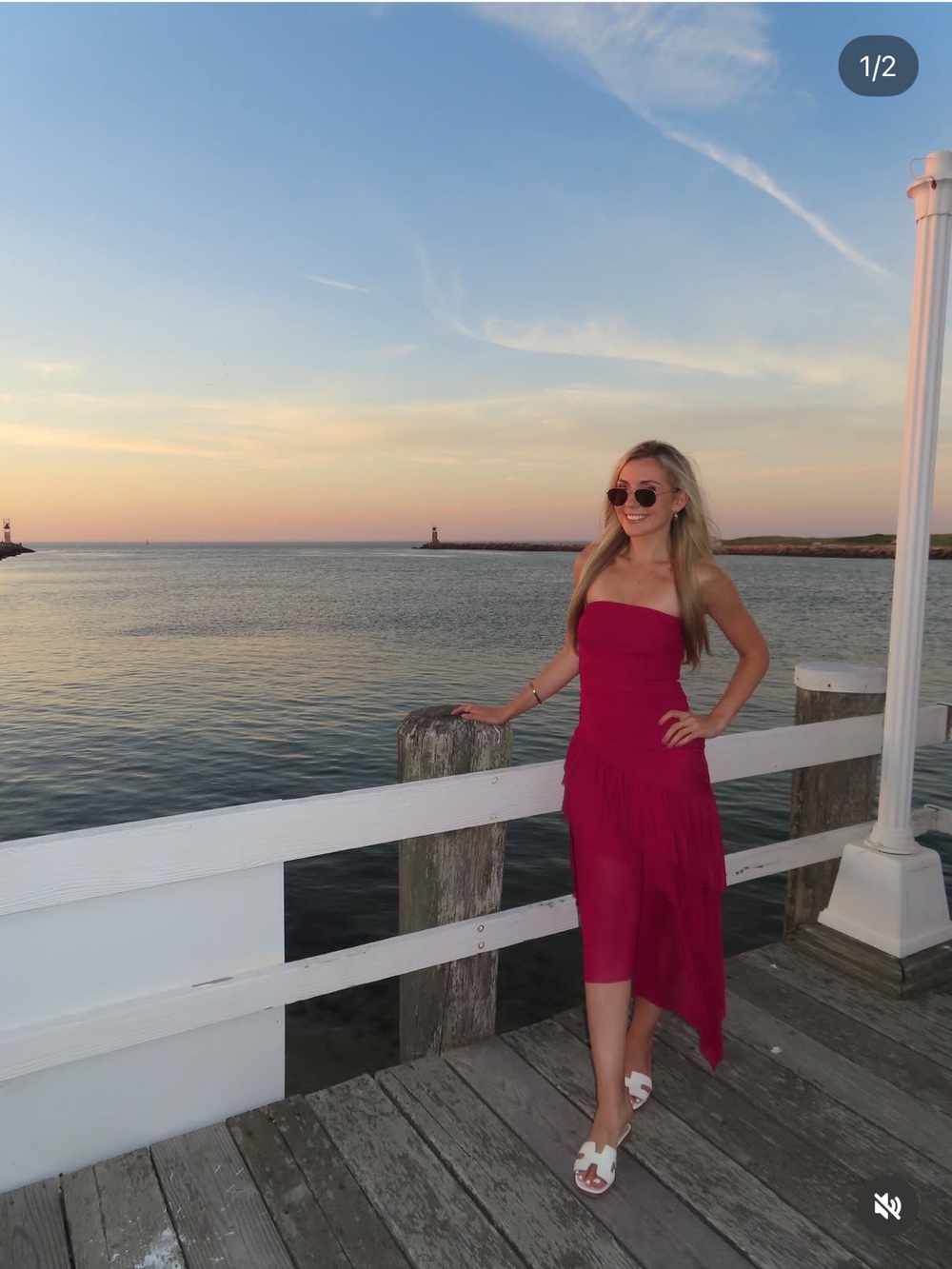 White Fox Boutique Strapless Magenta Midi Dress